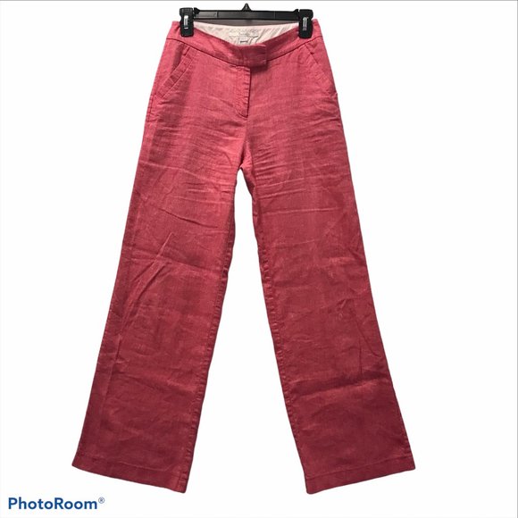Boden Pants & Jumpsuits Boden 4r Womens Red Linen Pants Medium Rise